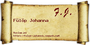 Fülöp Johanna névjegykártya